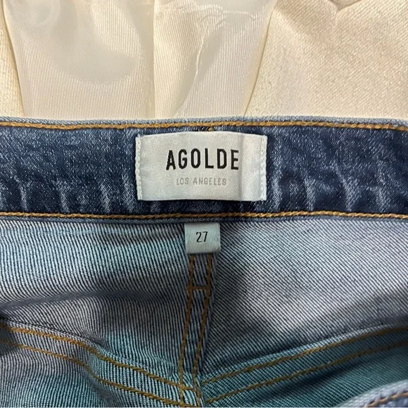 Agolde Pinch Waist High Rise Women's Straight Leg Jeans - Med Blue - Picture 4 of 6